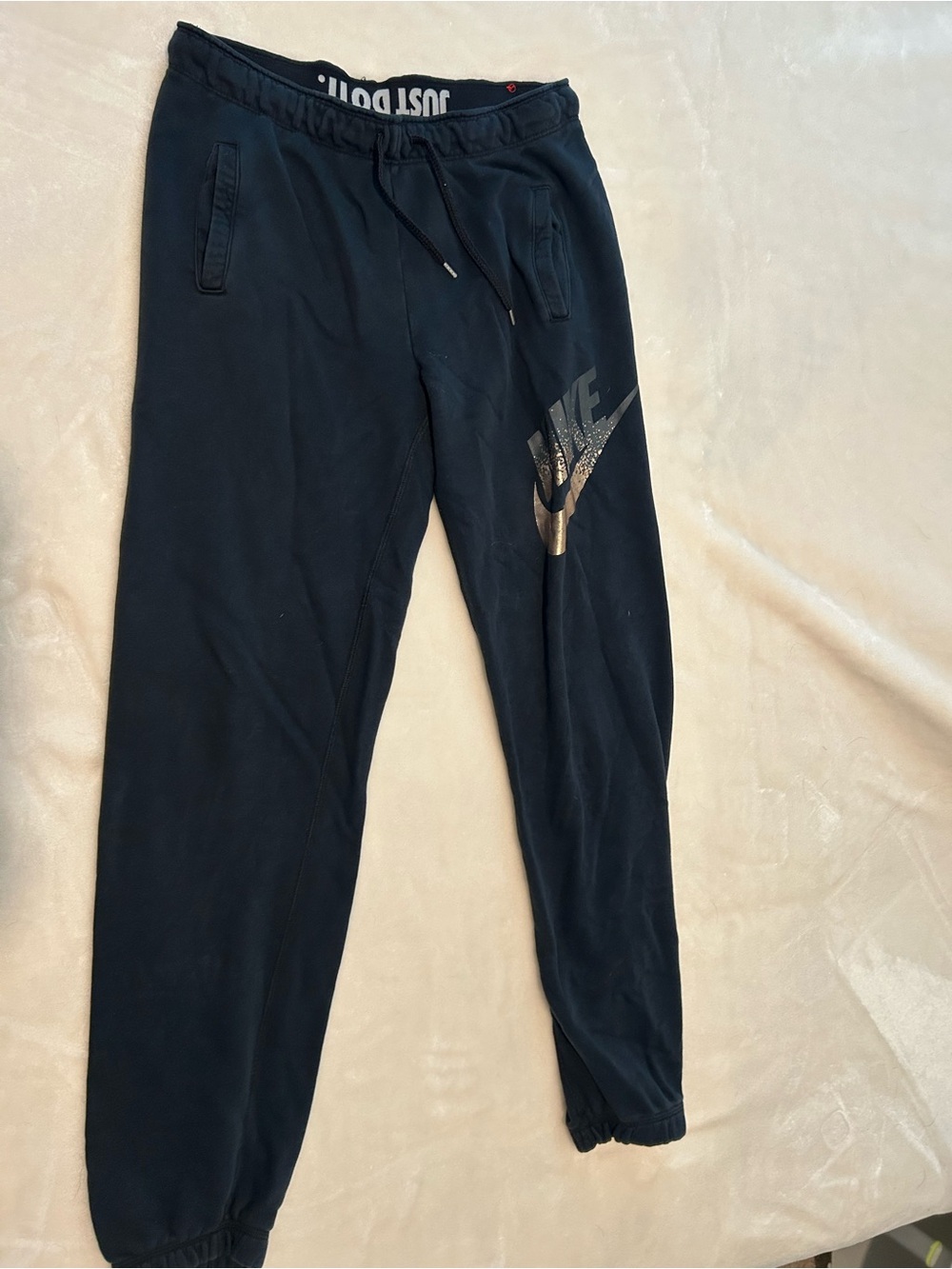 Nike Black Jogger Sweatpants with Metallic Logo